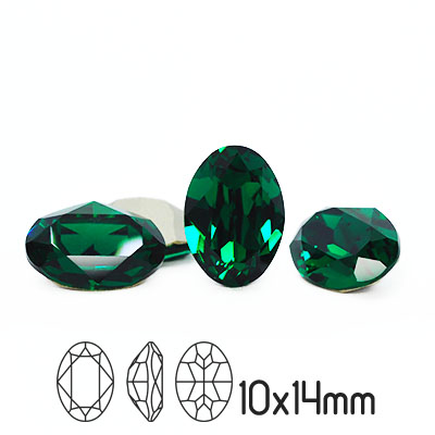 Preciosa kristall, 14x10mm MC Oval, Emerald
