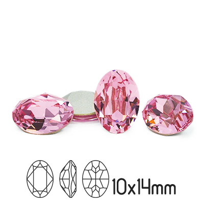 Preciosa kristall, 14x10mm MC Oval, Light Rose