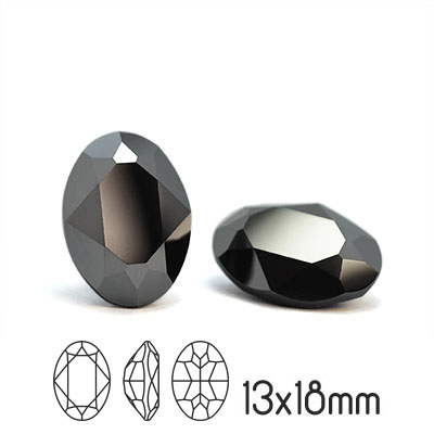Preciosa kristall, 18x13mm MC Oval, Jet Hematite