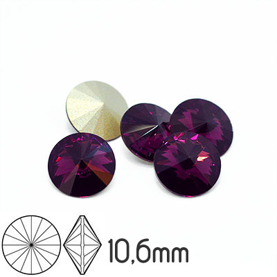 Preciosa rivoli kristaller, 10.6mm (SS47), Amethyst