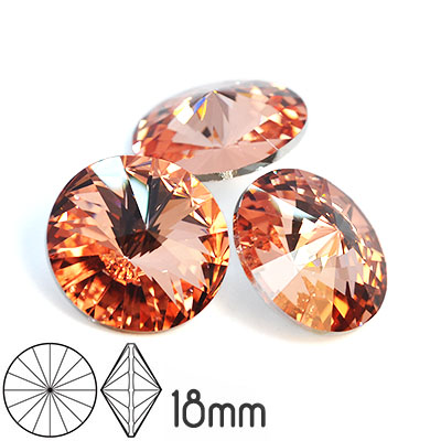 Preciosa rivoli kristaller, 18mm, Crystal Apricot