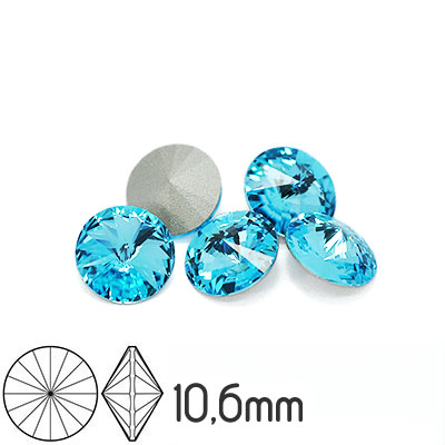 Preciosa rivoli kristaller, 10.6mm (SS47), Aqua Bohemica