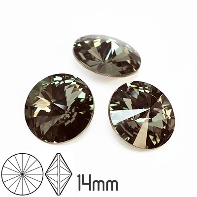 Preciosa rivoli kristaller, 14mm, Black Diamond
