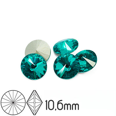 Preciosa rivoli kristaller, 10.6mm (SS47), Blue Zircon