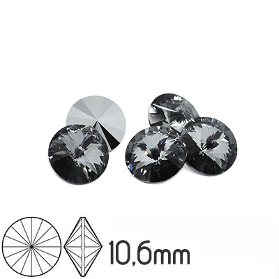 Preciosa rivoli kristaller, 10.6mm (SS47), Crystal Nightfall