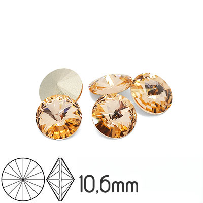 Preciosa rivoli kristaller, 10.6mm (SS47), Light Peach