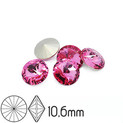 Preciosa rivoli kristaller, 10.6mm (SS47), Rose