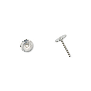 Ear studs, stainless surgical steel, 6mm glue-onflat pad