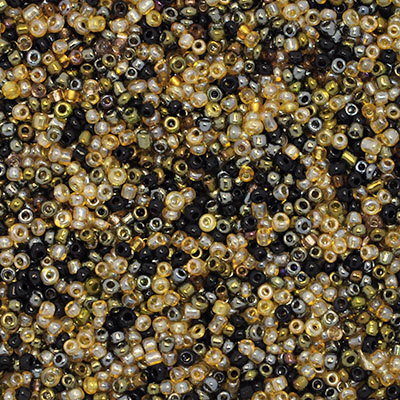 Seed bead mix i svart, brons och beige