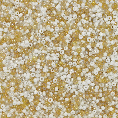 Seed bead mix i vitt och gyllene beige, 20g