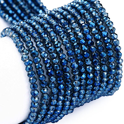 SMÅ fasetterade glasrondeller, 2x1.5mm, metallic blåa