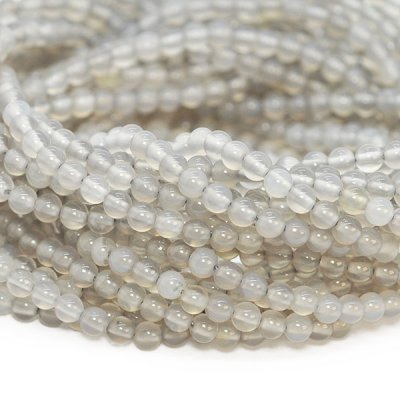 Small beads, natural grey agate, approx. 3.3mm round