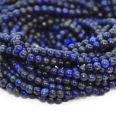 Små runda pärlor av naturlig, tonad lapis lazuli, ca 3.3mm