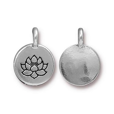 TierraCast charm Lotus, 11.7x16.5mm, silver-plated