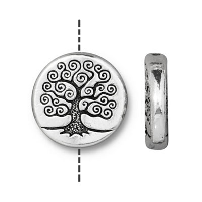 TierraCast pärla, 15mm Tree of Life, silverpläterad
