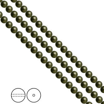 Preciosa Nacre Pearls (premiumkvalitet), 4mm, Dark Green