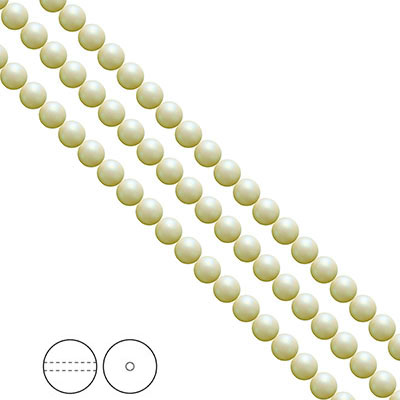 Preciosa Nacre Pearls (premiumkvalitet), 4mm, Pearlescent Cream