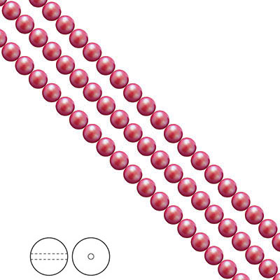 Preciosa Nacre Pearls (premiumkvalitet), 4mm, Pearlescent Red