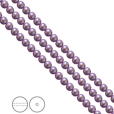 Preciosa Nacre Pearls (premiumkvalitet), 4mm, Pearlescent Violet