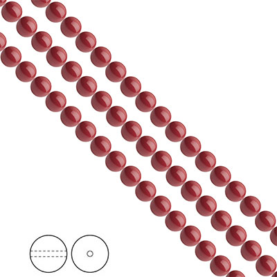 Preciosa Nacre Pearls (premiumkvalitet), 5mm, Cranberry