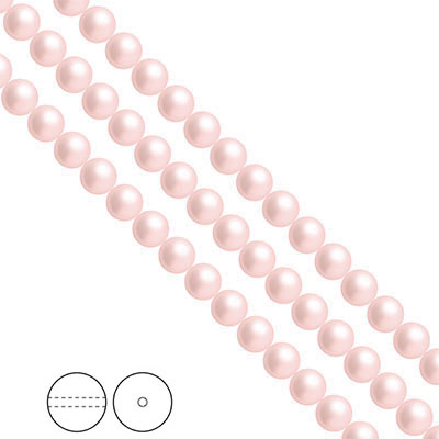 Preciosa Nacre Pearls (premiumkvalitet), 6mm, Rosaline