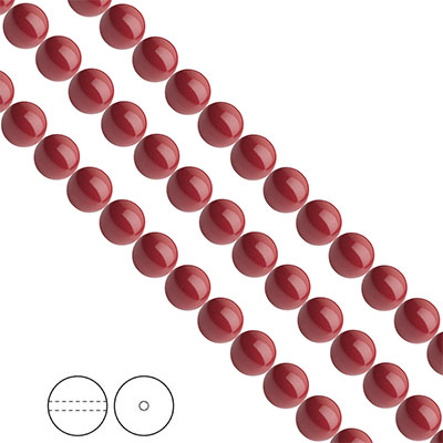 Preciosa Nacre Pearls (premiumkvalitet), 8mm, Cranberry