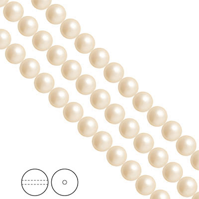 Preciosa Nacre Pearls (premiumkvalitet), 8mm, Cream
