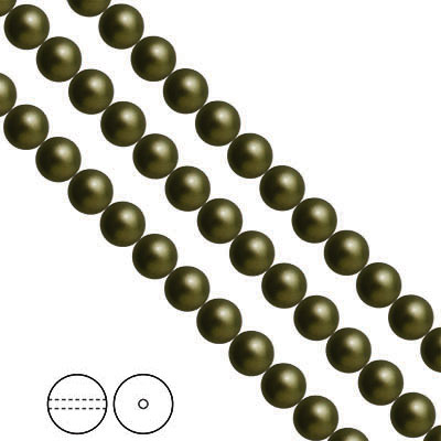 Preciosa Nacre Pearls (premiumkvalitet), 8mm, Dark Green