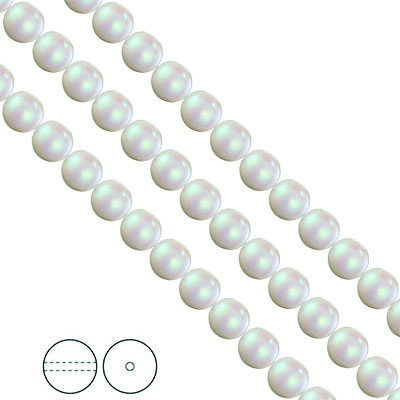 Preciosa Nacre Pearls (premiumkvalitet), 8mm, Pearlescent White