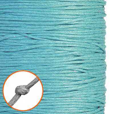 Waxed cotton cord, 1mm, turquoise blue, 10m